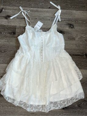 Forever 21 White Smocked Dress with Tag